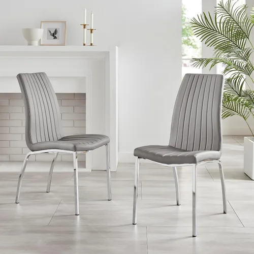 Vista 9 de Furniturebox - Juego de 2 sillas de comedor ISCO tapizadas de piel sintética, color negro cromado