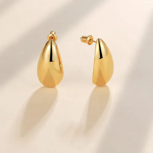 Vista 71 de Aretes de aro gruesos de oro para mujer, chapados en oro de 14 quilates, aretes de aro triple, hipoalergénicos, a la moda, aretes de aro gruesos