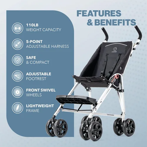 Vista 2 de Coche XL Silla de Paseo para Necesidades Especiales, Silla de Discapacidad para Niños Mayores, Silla de Paseo de Tamaño Grande, Sistema de Plegable
