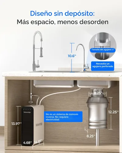 Vista 4 de Sistema de filtro de agua para debajo del fregadero Waterdrop TSU 0,01 μm, 3 etapas de alta capacidad para eliminar el 99,99 % de contaminantes más