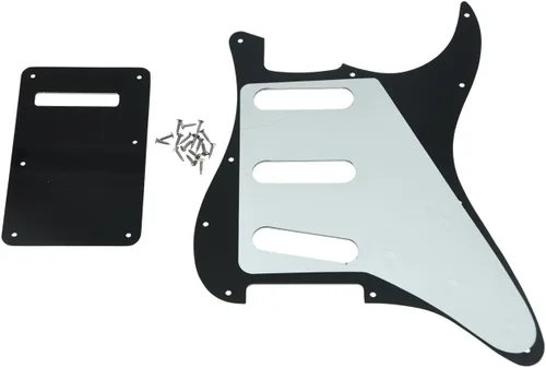 Vista 2 de KAISH Lefty ST/Strat Style SSS Pickguard - Cubierta trasera para trémolo para mano izquierda Stratocaster / Strat negro 3 capas