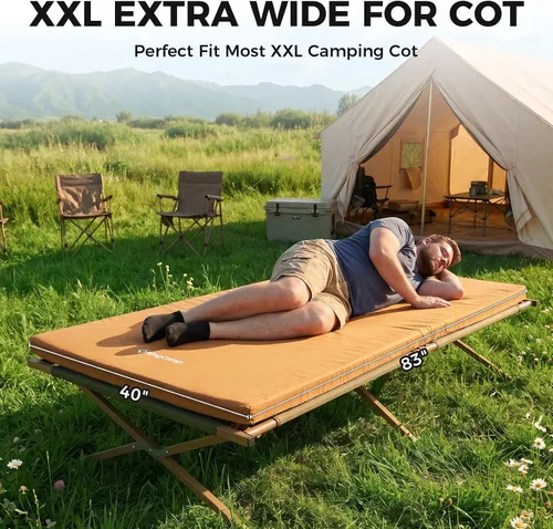 Vista 2 de KingCamp XXL Wide PU Foam Cot Mattress, Roll Up Camping Mattress for Cot Portable Twin Cot Pad with Roll Helper, For Cot Mat Travel Tuck Tent