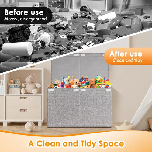 Vista 3 de Caja grande de juguetes con tapa, organizador de almacenamiento de juguetes para niños y niñas, canasta grande de juguetes para sala de estar, sala