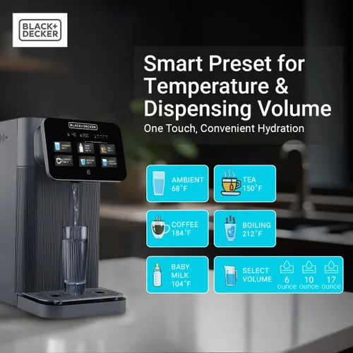 Vista 6 de BLACK+DECKER Filtro de agua RO+UV para encimera Agua caliente y ambiental Sistema de filtración de 5 etapas con remineralización Probado por