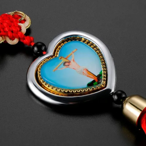 Vista 5 de Nuevo colgante de coche con cruz de Jesús 2024, adorno colgante de imagen de la Virgen María, decoración interior de automóviles cristianos