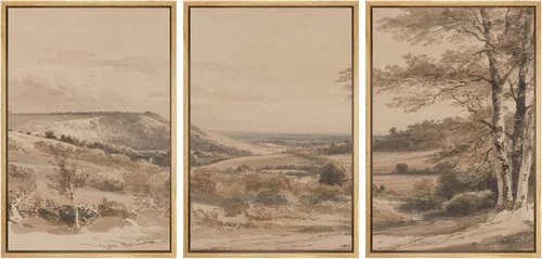 Vista 98 de SIGNWIN Lienzo enmarcado para pared, juego de arte abstracto de serenidad costera, ilustraciones abstractas junto al mar, arte moderno, decorativo