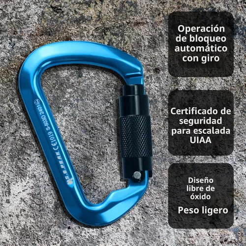 Vista 4 de SEPEAK UIAA - Mosquetones de escalada de 30 kN con cierre de rosca, mosquetones profesionales de servicio pesado para escalada, montañismo, rappel