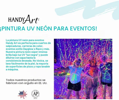 Vista 2 de Handy Art Pintura de neón UV para eventos en cubo, 5 galones, verde