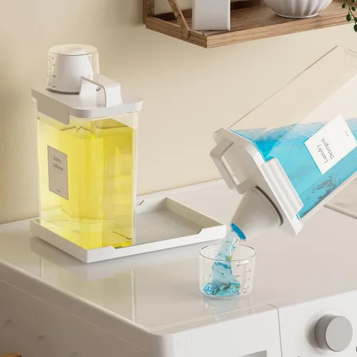 Vista 3 de Dispensador de Detergente para Ropa de 61 OZ, Paquete de 2 Dispensadores de Detergente Líquido, Dispensadores de Detergente de Plástico para Polvo