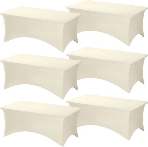 Vista 58 de Fixwal Paquete de 6 Manteles de Mesa Rectangulares, Cubierta de Mesa de 6 Pies, Mantel Blanco Rectangular Ajustado Elástico Rectangular, Cubierta