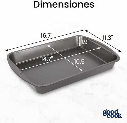Vista 2 de Goodcook Bandeja antiadherente para lasaña y asado, 14 x 10 pulgadas, color plateado