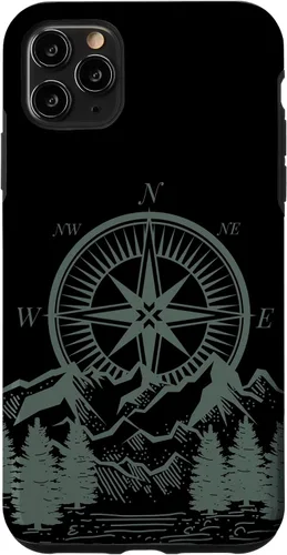 Vista 13 de iPhone 16 Compass Nautical Aesthetic Tree Mountains Landsacpe Case