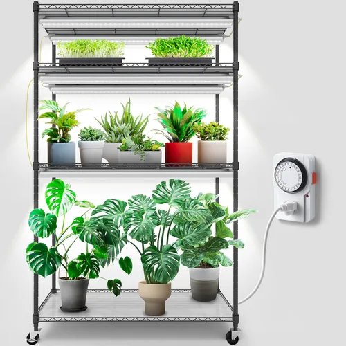 Vista 10 de Barrina Mini invernadero portátil con luces LED de cultivo para plantas de interior, luz de planta de alto rendimiento de 40 W, pequeño invernadero