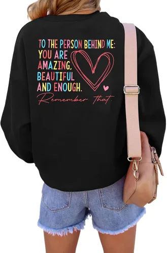 Vista 4 de Sudadera con texto en inglés You Matter para mujer Dear Person Behind Me, sudadera de salud mental positiva