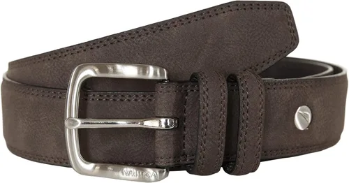 Vista 2 de Nautica Cinturón de cuero para hombre con hebilla de metal