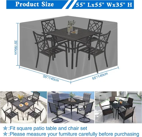 Vista 2 de Funda para mesa de exterior, fundas impermeables para muebles de patio, funda rectangular 420D para sofá de exterior, fundas de patio para sofá