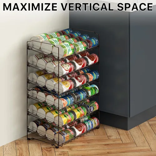 Vista 7 de Simple Houseware Estante Organizador de Latas Apilable para Despensa/Gabinete – 11.5 pulgadas de profundidad x 17 pulgadas de ancho x 13.75 pulgadas