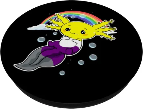 Vista 2 de Bandera de orgullo no binaria sutil Axolotl LGBTQ PopSockets intercambiables PopGrip