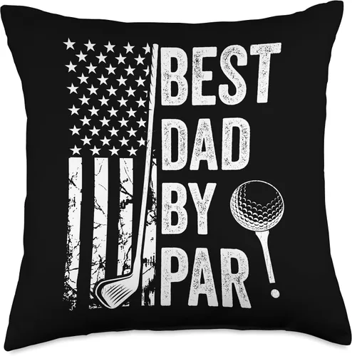 Vista 4 de Best Dad By Par Golfing Apparel by AlphaONE Best Par USA Flag Father's Day Golfing Dad Throw Pillow, 16x16, Multicolor