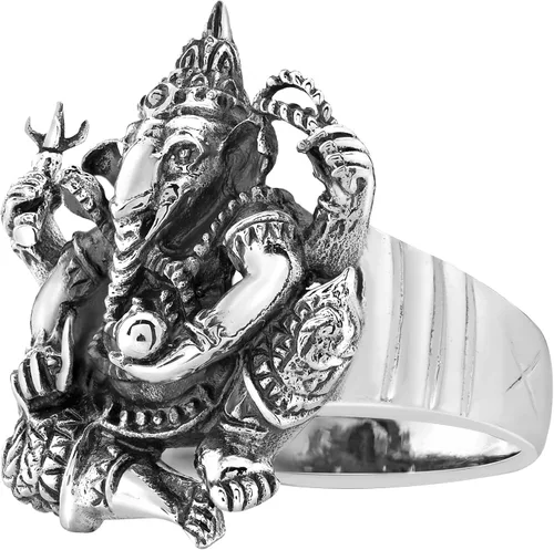 Vista 2 de AeraVida - Anillo de plata de ley 925 con figura de Ganesh