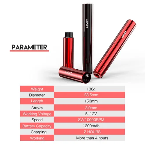 Vista 2 de Mast Tour Y22 - Kit de máquina de bolígrafo de tatuaje inalámbrico, cartuchos rotativos profesionales, bolígrafo de tatuaje, fuente de alimentación