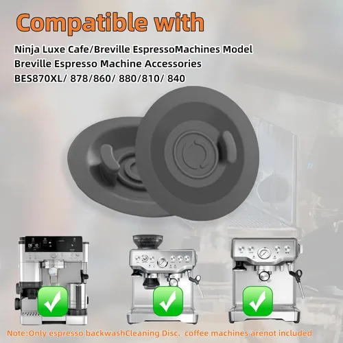 Vista 4 de Disco de limpieza espresso para máquina de café espresso Ninja y Breville, tabletas de limpieza de disco de retrodescarga de silicona compatibles