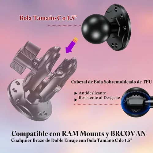 Vista 4 de BRCOVAN Base de montaje de bola de 1,5 '' con placa redonda de agujero