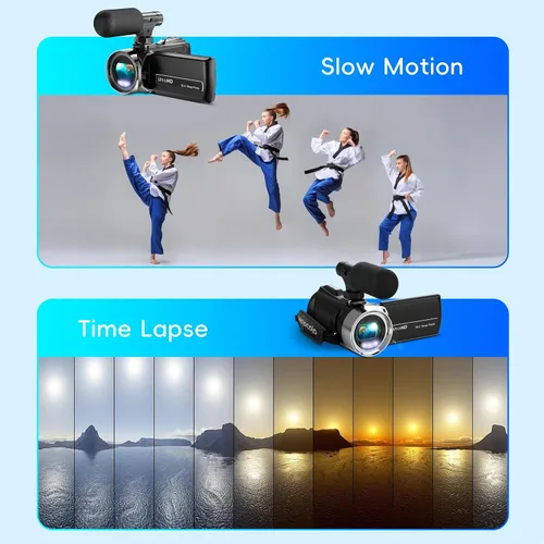 Vista 6 de Cámara de vídeo 4K, videocámara UHD de 36MP para vlogging en YouTube, zoom digital de 18 aumentos, pantalla IPS de 3" con rotación de 270°