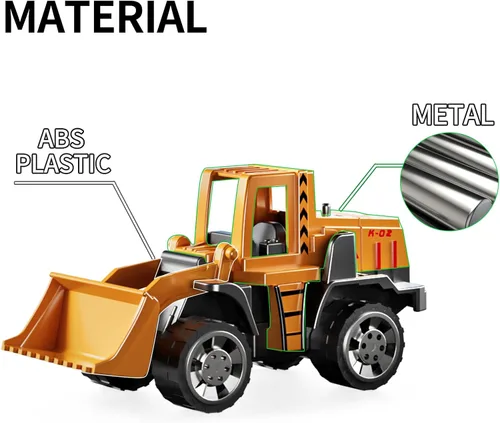 Vista 4 de TEMI Juego de camiones de construcción con alfombra de juego, juguetes de camión transportador para niños pequeños, juego de autos de juguete