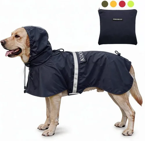 Vista 12 de Chaqueta Impermeable para Perros Poncho Ropa para Perros Impermeable para Mascotas para Perros de Tamaño Pequeño a Mediano (Amarillo Fluor, 2XL)