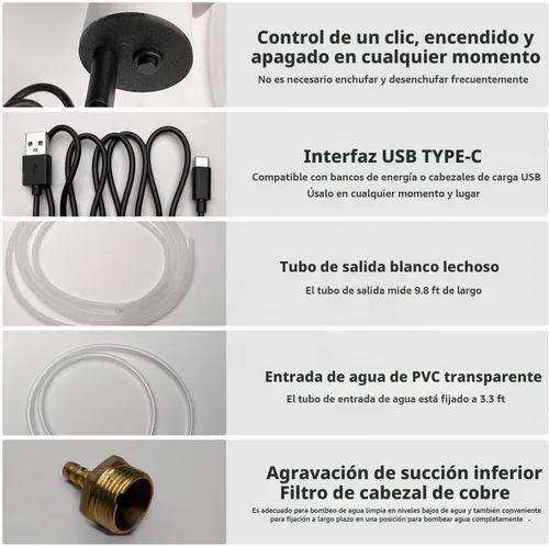 Vista 5 de Mini bomba de agua portátil recargable Multifuncional automático simple tanque de peces intercambiador de agua, piso, bomba de agua de balcón