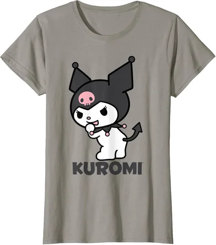 Vista 48 de Sanrio Kuromi - Camiseta con logotipo en la parte trasera Gris Oscuro