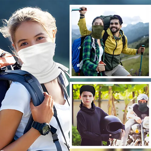 Vista 6 de Bufanda transpirable para el cuello, máscara facial para hombres y mujeres, senderismo, ciclismo, deportes, pesca, protección solar UV bandana