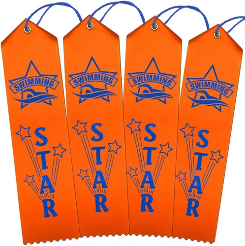 Vista 15 de RibbonsNow Cintas de natación 1er lugar - 100 cintas azules con tarjeta y cuerda 1er Lugar - Azul