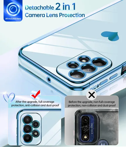 Vista 2 de LeYi Funda para A23 5G con protector de pantalla [2 piezas] + protección completa de la cámara, diseño de corazón chapado en corazón, bonita funda
