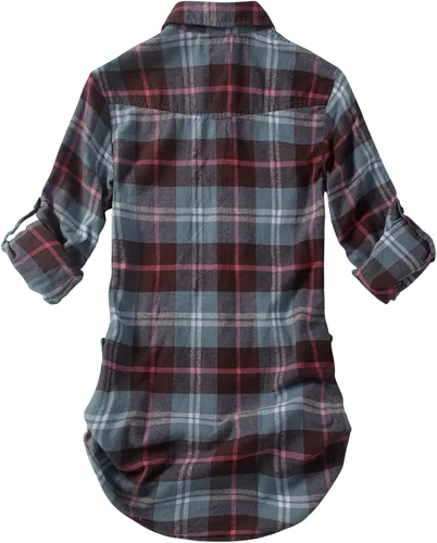 Vista 4 de Match - Camisa de franela de manga larga a cuadros para mujer