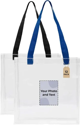 Vista 12 de Bolsas de mano personalizadas para estadios, transparentes personalizadas, diseño de TPU de 12.2 x 12.2 x 6.3 pulgadas con asas, ideal para eventos