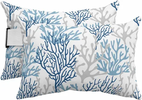 Vista 20 de PIEPLE Blue Flower - Almohada rectangular para reposacabezas para exteriores e interiores, 11 x 16 pulgadas, relleno de poliéster, impermeable