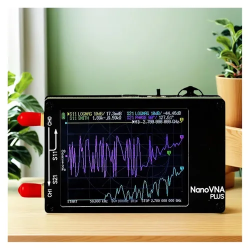 Vista 5 de Spectrum Analyzer, 50Khz-2.7Ghz Vector Network Analyzer MF VHF UHF Nanovna Plus Antenna Testing Measuring Reflection Tool(Analyzer 32G SD Card)