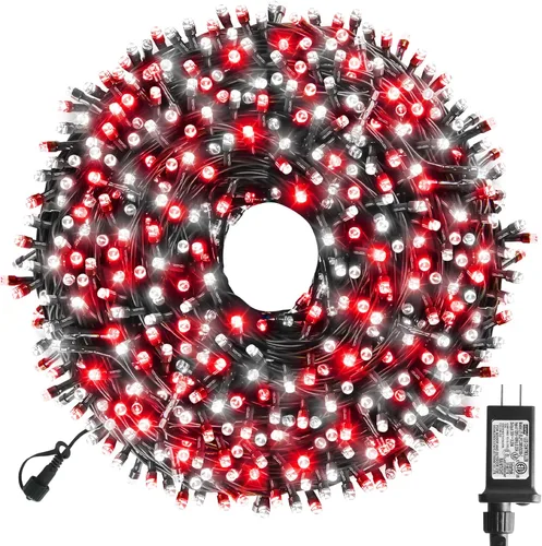 Vista 12 de XTF2015 Luces de Navidad LED de 105 pies con 300 LED, Enchufe de Extremo a Extremo, 8 Modos, Luces de Navidad Certificadas UL para Exteriores e