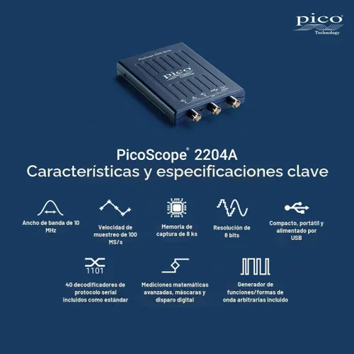 Vista 6 de Pico Technology PicoScope 2204A Osciloscopio 2 canales 10 MHz Ancho de banda USB