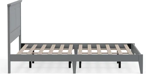 Vista 6 de Cama de plataforma de madera maciza estilo cabaña en tamaño King - Ultimate Grey gris (Ultimate Grey)