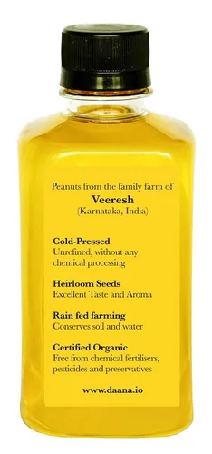 Vista 3 de Daana Aceite de cacahuete: certificado USDA orgánico, extra virgen, prensado en frío (12 oz)