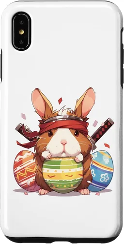 Vista 7 de iPhone 15 Colorful Easter Eggs Hunt Ninja Guinea Pig With Bunny Ears Case