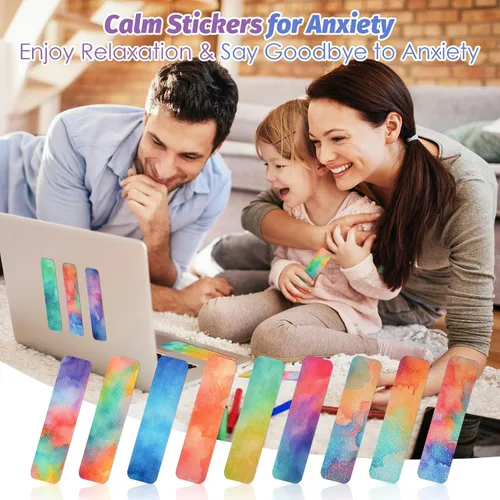 Vista 5 de 36 calcomanías sensoriales con diferentes texturas - Tiras sensoriales táctiles y texturizadas para adolescentes y adultos - Adhesivo calmante