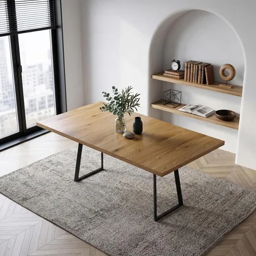 Vista 37 de ZckyCine Mesa de Comedor Moderna de Mediados de Siglo y Sillas para 4 Rectangular de Madera Expandible que Ahorra Espacio Multifuncional Marrón