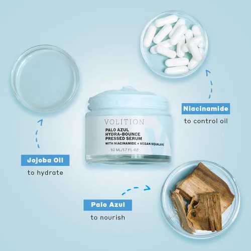 Vista 3 de Volition Beauty Palo Azul Hydra-Bounce - Suero facial prensado - Hidratante y rellenador - Squalano vegano calmante y niacinamida equilibrante