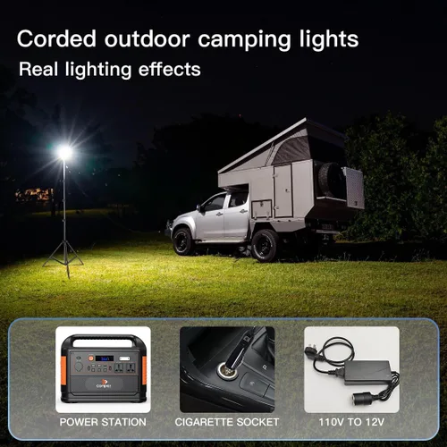 Vista 5 de CONPEX Luces LED telescópicas para acampar de 18000 lúmenes, trípode, control remoto, luz telescópica al aire libre con soporte