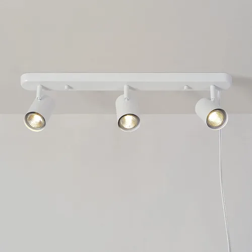 Vista 7 de GLOBE Electric 60024 Iluminación de riel de 3 luces con enchufe, cabezales ajustables, acabado blanco mate, 22 pulgadas, base GU10, cable de 15 pies