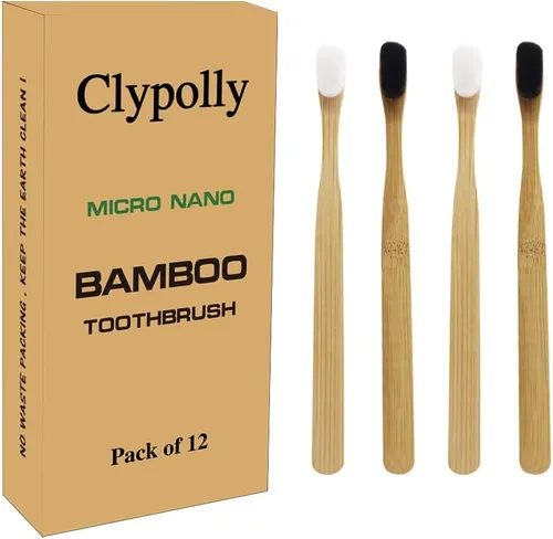 Vista 4 de Cepillo de dientes de bambú biodegradable extra suave con 20000 cerdas de hilo suave sensible para encías frágiles, frenillos, dentaduras postizas